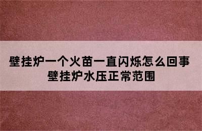 壁挂炉一个火苗一直闪烁怎么回事 壁挂炉水压正常范围